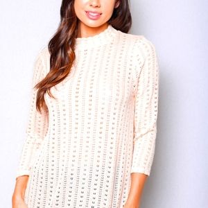 Mock Neck Crochet Blouse